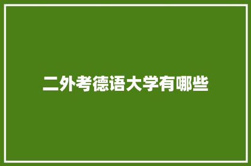 二外考德语大学有哪些