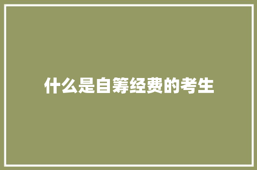什么是自筹经费的考生