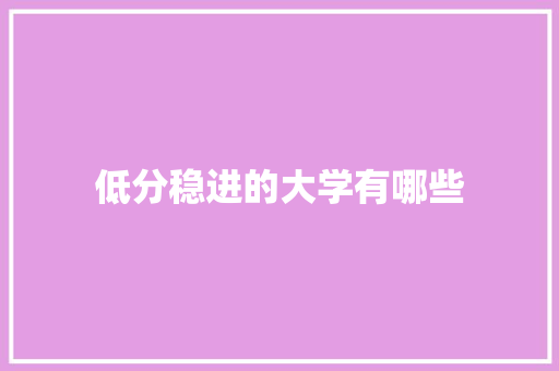 低分稳进的大学有哪些