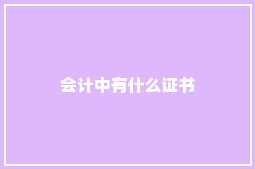 会计中有什么证书