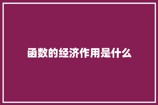 函数的经济作用是什么