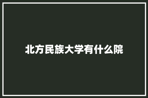 北方民族大学有什么院