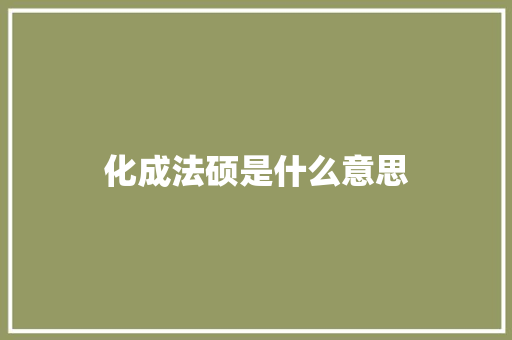 化成法硕是什么意思