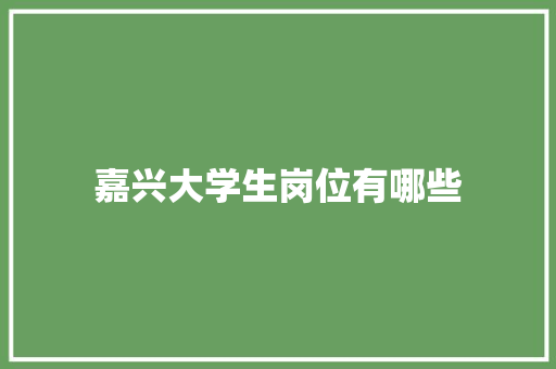 嘉兴大学生岗位有哪些