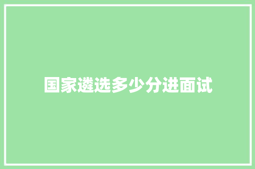 国家遴选多少分进面试