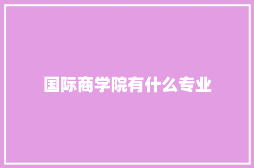 国际商学院有什么专业