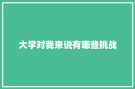 大学对我来说有哪些挑战
