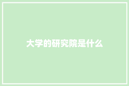 大学的研究院是什么