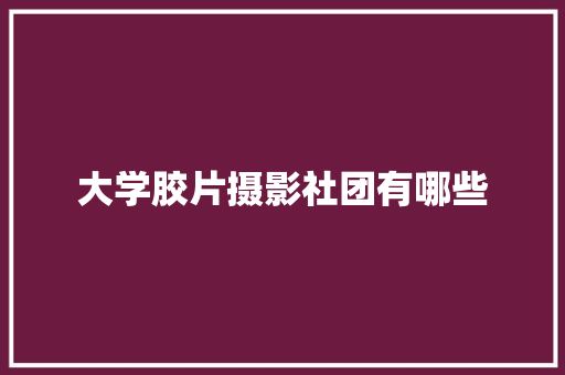 大学胶片摄影社团有哪些