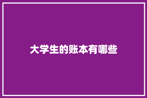 大学生的账本有哪些