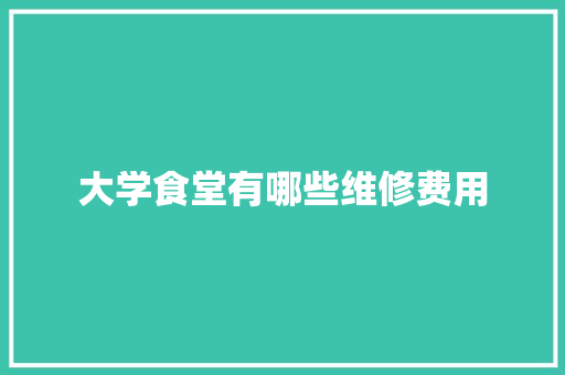 大学食堂有哪些维修费用