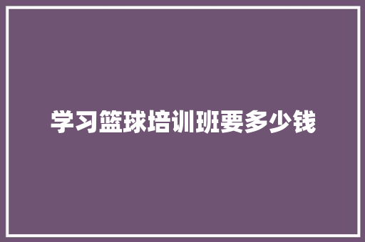 学习篮球培训班要多少钱