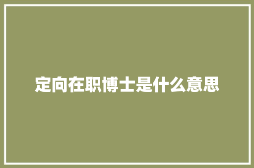 定向在职博士是什么意思