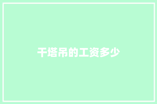 干塔吊的工资多少