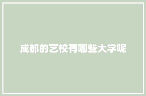 成都的艺校有哪些大学呢