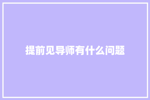 提前见导师有什么问题