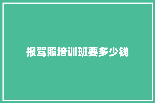 报驾照培训班要多少钱