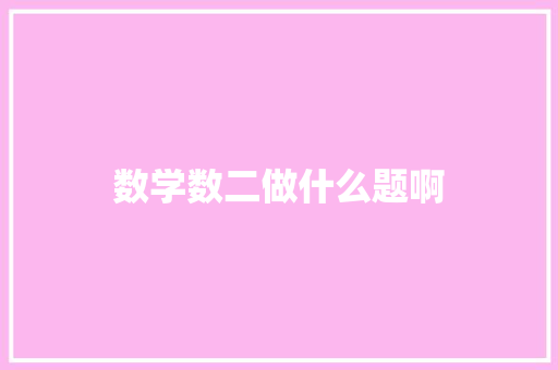 数学数二做什么题啊