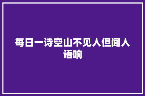 每日一诗空山不见人但闻人语响