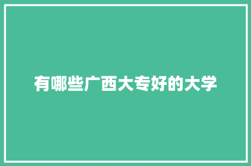 有哪些广西大专好的大学