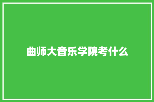 曲师大音乐学院考什么