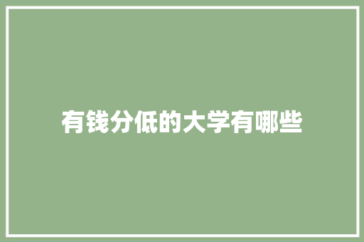 有钱分低的大学有哪些