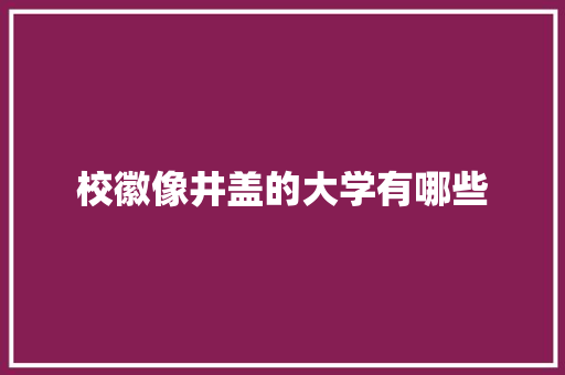 校徽像井盖的大学有哪些