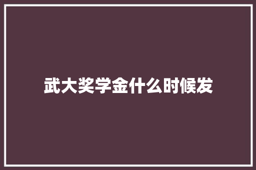 武大奖学金什么时候发