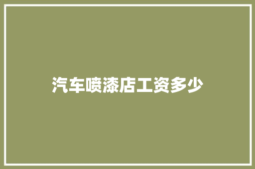 汽车喷漆店工资多少