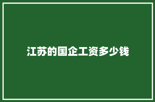 江苏的国企工资多少钱