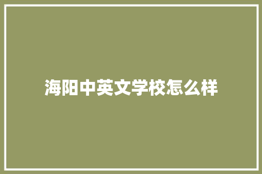 海阳中英文学校怎么样