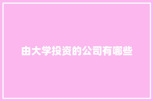 由大学投资的公司有哪些