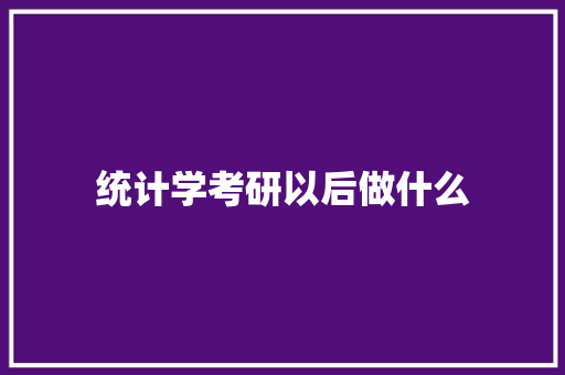 统计学考研以后做什么