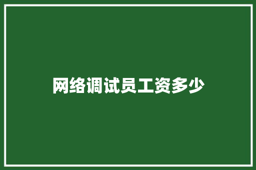 网络调试员工资多少