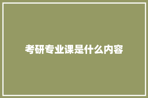 考研专业课是什么内容