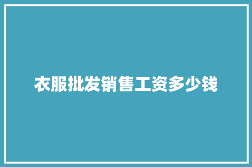 衣服批发销售工资多少钱