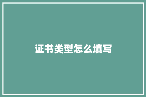 证书类型怎么填写