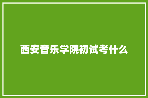 西安音乐学院初试考什么