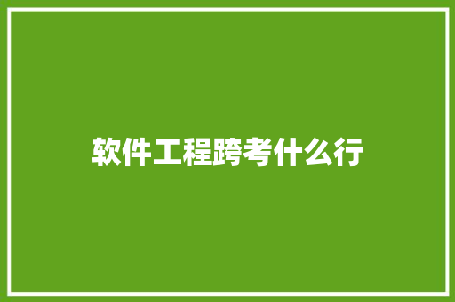软件工程跨考什么行