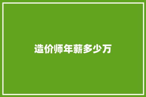 造价师年薪多少万
