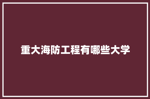 重大海防工程有哪些大学