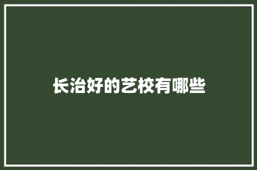 长治好的艺校有哪些