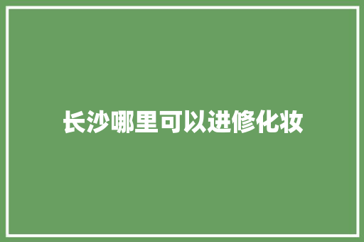 长沙哪里可以进修化妆