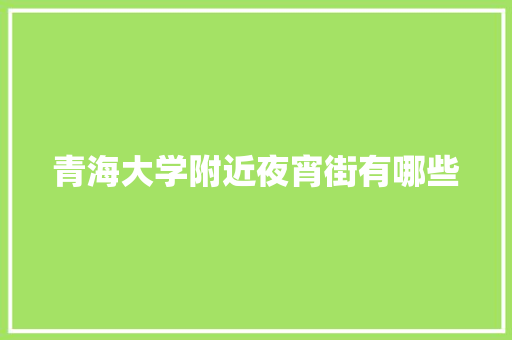 青海大学附近夜宵街有哪些