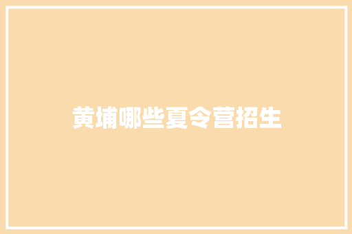 黄埔哪些夏令营招生
