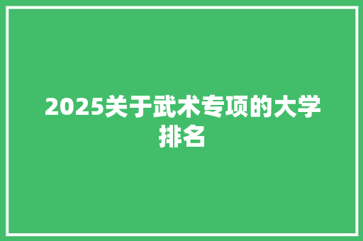 2025关于武术专项的大学排名
