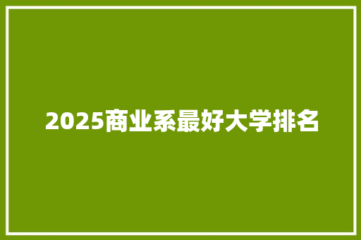 2025商业系最好大学排名