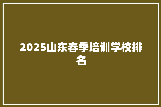 2025山东春季培训学校排名