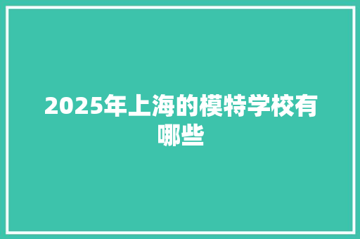 2025年上海的模特学校有哪些