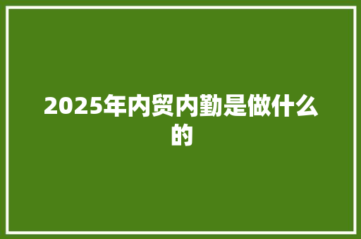 2025年内贸内勤是做什么的